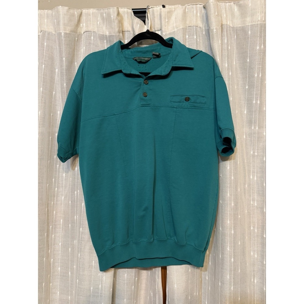 Hill & Archer Teal Short Sleeve Polo Shirt Men's Size L Pocket 65% Polyester